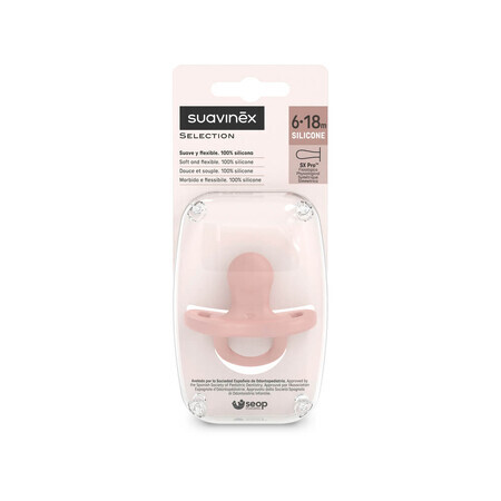 Suavinex Color Essence SX Pro, pacifier, 100% silicone, physiological, flesh color, 6-18 months, 1 pc