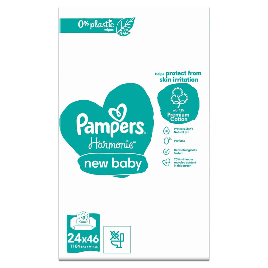 Pampers Harmonie New Baby, lingettes humides, 24 x 46 pcs