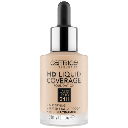 Catrice HD Liquid Coverage Foundation 24H, fond de teint liquide, 010 Light Beige, 30 ml