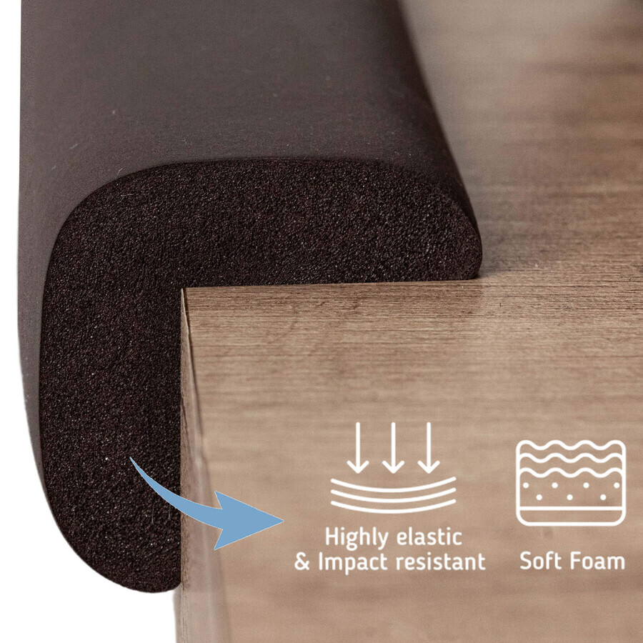 Sipo, foam corners for furniture corners and edges, brown, 4 pieces