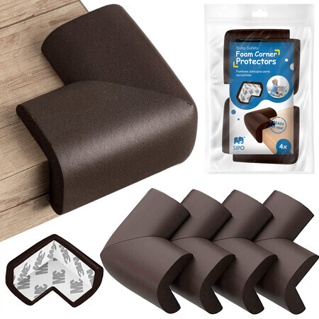 Sipo, foam corners for furniture corners and edges, brown, 4 pieces