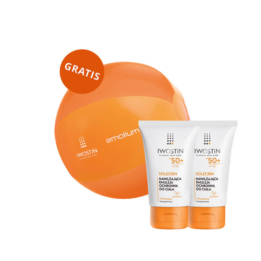 Iwostin Solecrin set, emulsión protectora, SPF 50+, 2 x 100 ml + pelota de playa de regalo