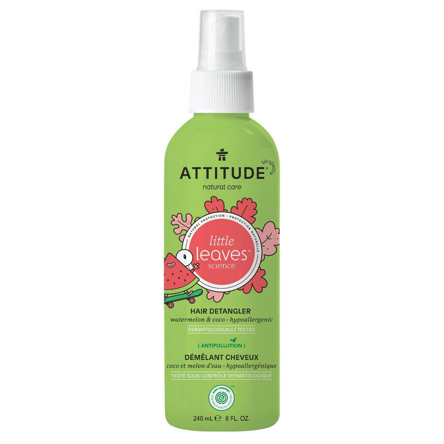 Attitude Natural Care, Spray démêlant pour cheveux, pastèque et noix de coco, 240 ml