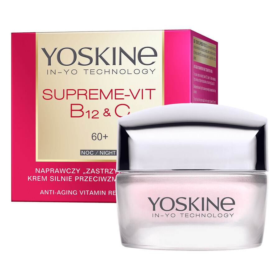 Yoskine Supreme-Vit B12 + C 60+, powerful and repairing anti-wrinkle night cream, 50 ml