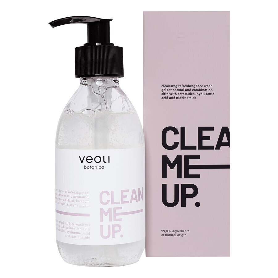 Veoli Botanica Clean Me Up, gel nettoyant et rafraîchissant pour les peaux normales à mixtes, 190 ml