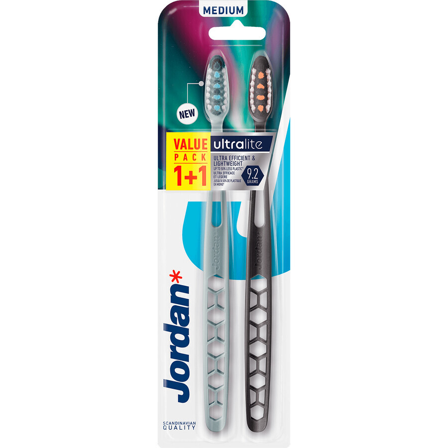 Jordan Ultralite Medium, brosse à dents, moyenne, 2 pièces