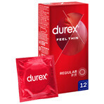 Durex Feel Thin Classic condoms with more lubricant, thin, 12 pieces