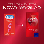 Durex Feel Thin Classic condoms with more lubricant, thin, 12 pieces