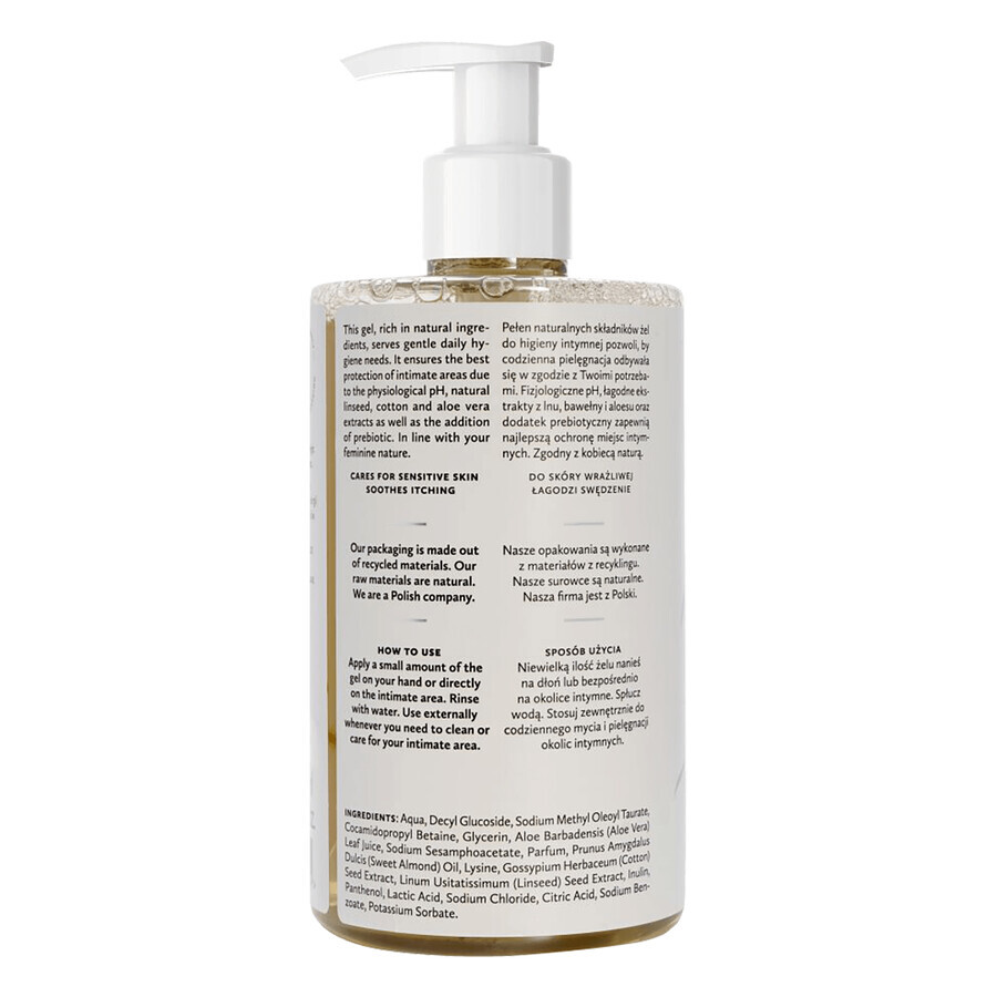 Hagi Flax and Cotton, natural intimate hygiene gel with prebiotics, sensitive and normal skin, 300 ml