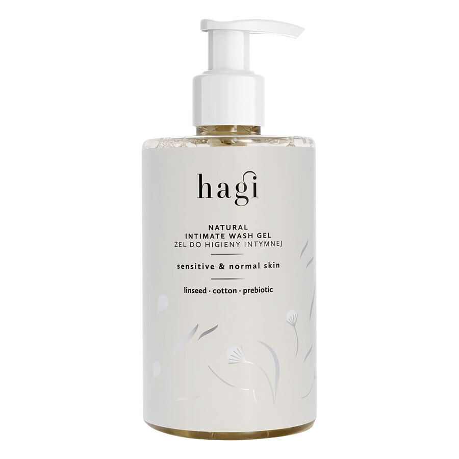 Hagi Flax and Cotton, natural intimate hygiene gel with prebiotics, sensitive and normal skin, 300 ml