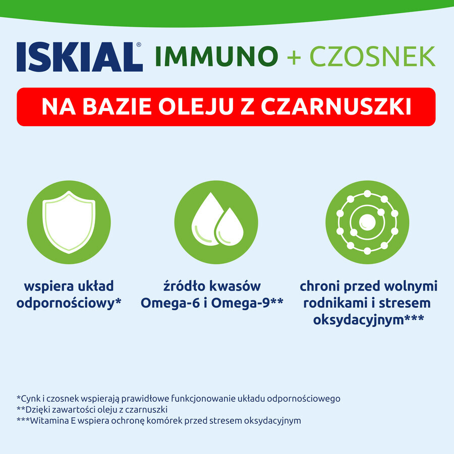 Iskial Immuno + Garlic, for children over 6 years and adults, 60 capsules