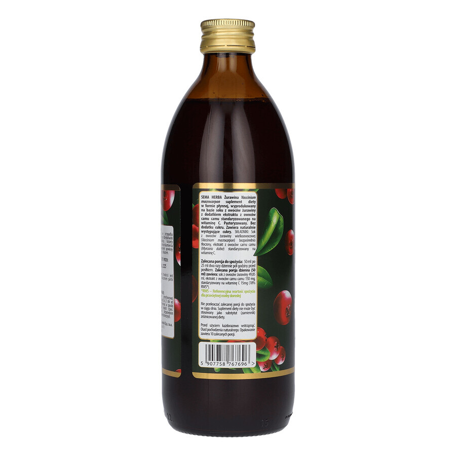 SEMA Herba Cranberry, jus de fruits, 500 ml