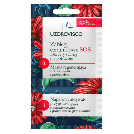 Uzdrovisco Ceramide SOS treatment, maschera rigenerante per pelli secche e bisognose, 10 ml