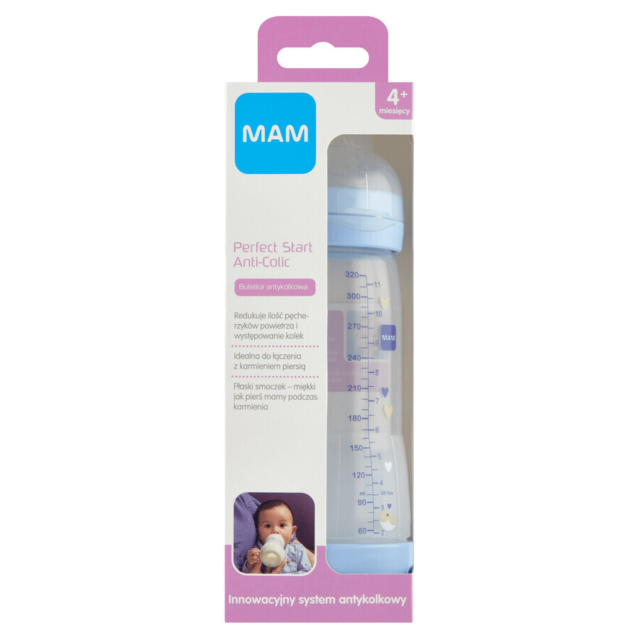 MAM Perfect Start Anti-Colic, biberon anti-colique, Better Together, garçon, à partir de 4 mois, 320 ml