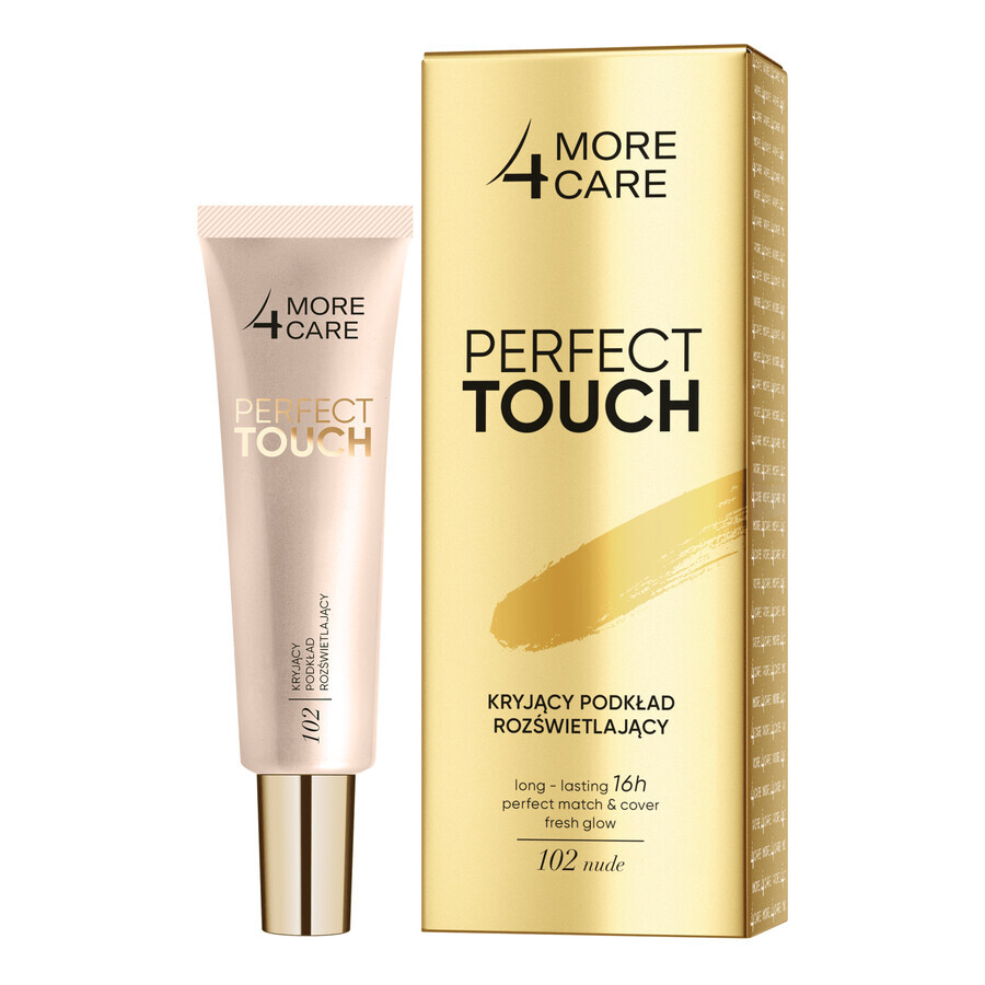 More4Care Perfect Touch, fond de teint illuminateur opaque, 102 Nude, 30 ml