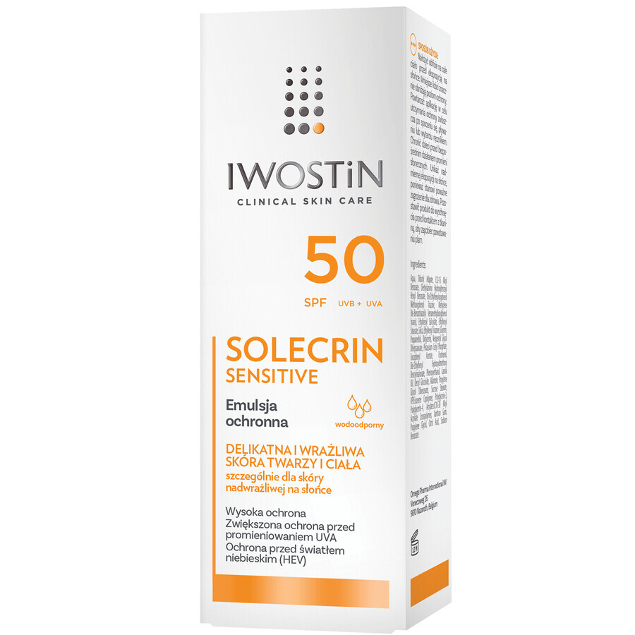 Iwostin Solecrin Sensitive, protective emulsion SPF 50, sensitive skin, 100 ml + free beach ball