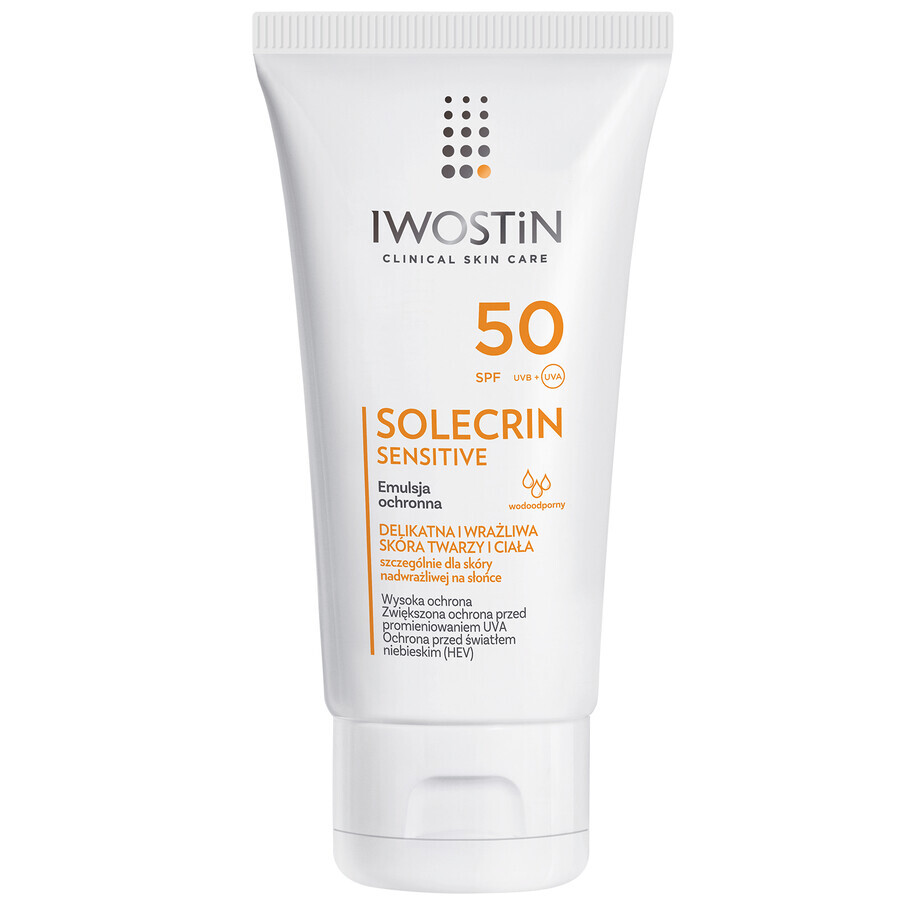 Iwostin Solecrin Sensitive, protective emulsion SPF 50, sensitive skin, 100 ml + free beach ball