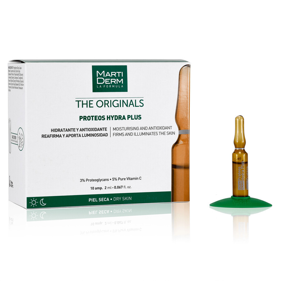 MartiDerm The Originals Proteos Hydra Plus, ser hidratant cu antioxidanți, piele uscată, 2 ml x 10 fiole