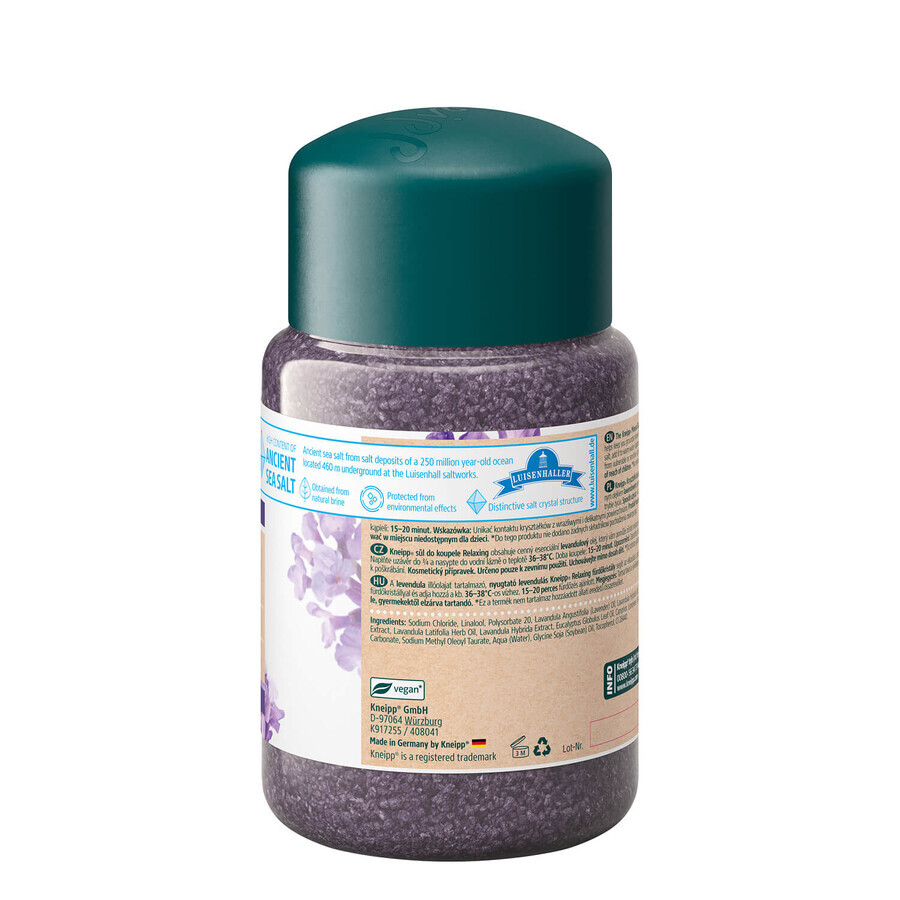 Kneipp Relaxing Lavender, cristaux de sel minéral pour le bain, 500 g