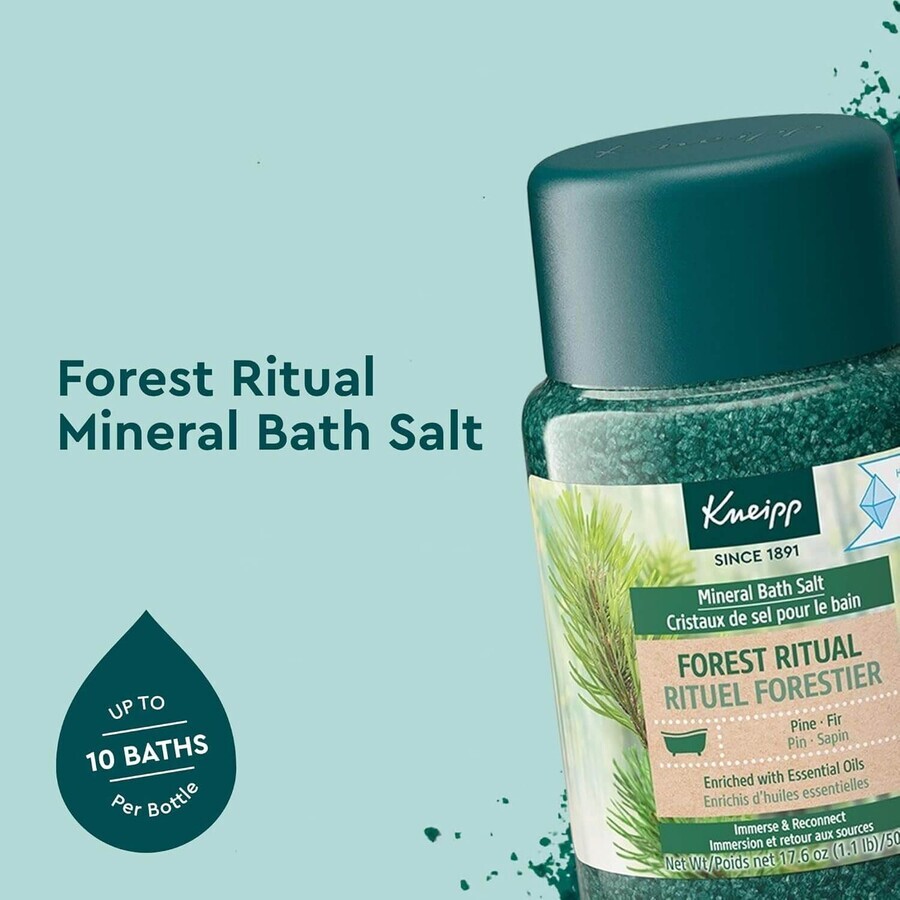 Kneipp Mindful Forest Abeto y Pino, cristales de baño de sales minerales, 500 g