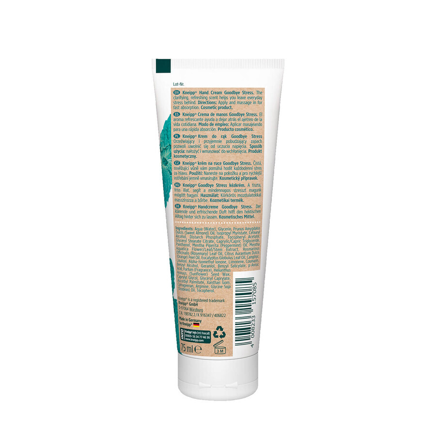 Kneipp Addio Stress Rosmarino e Menta, crema mani, 75 ml