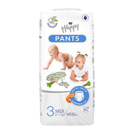 Bella Baby Happy Pants, couches, taille 3 Midi, 6-11 kg, 48 pcs