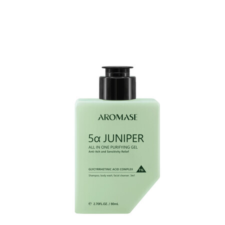 Aromase 5a Juniper Head to Toe Purifying 3-in-1, gel nettoyant et shampooing pour le visage et le corps, 80 ml