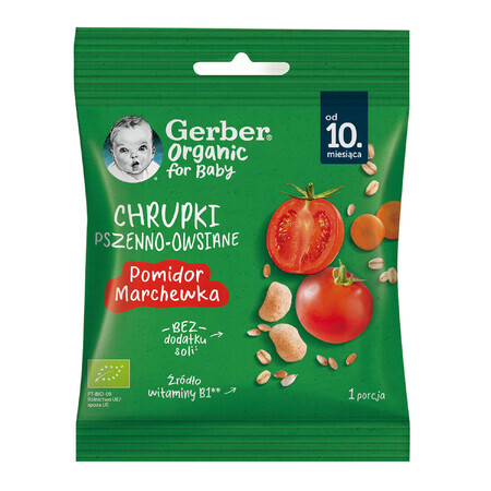 Gerber Bio tarwe- en haverchips, tomaat, wortel, na 10 maanden, 7 g