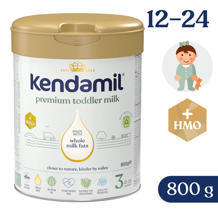 Kendamil Premium 3 HMO+, lait junior, après 12 mois, 800 g