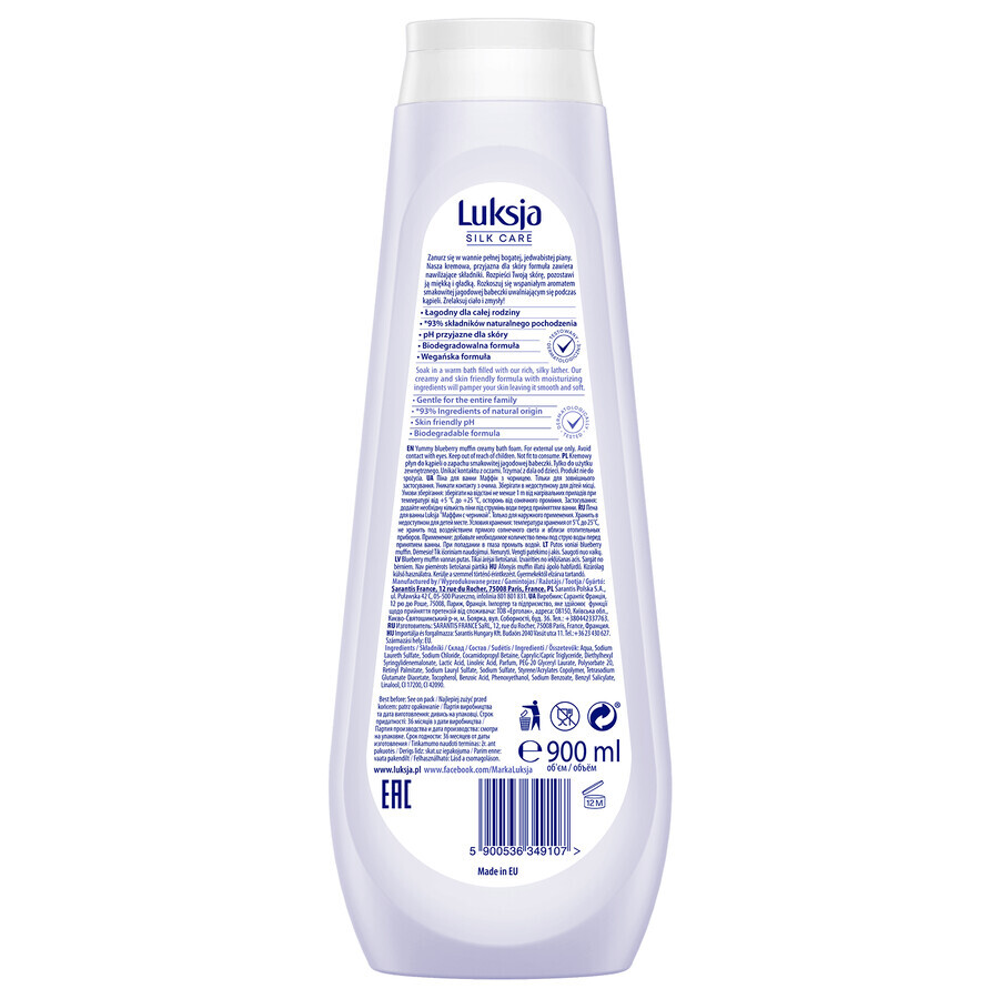 Luxja Silk Care, cremige Badelotion, leckeres Beeren-Cupcake, 900 ml