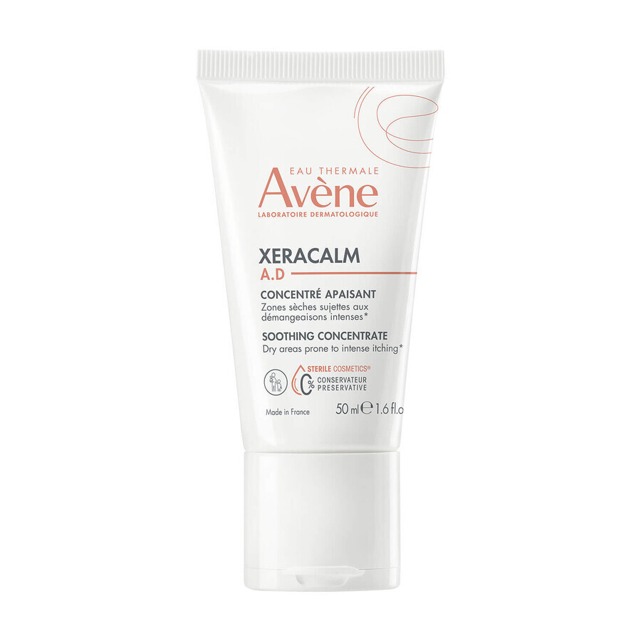 Avene XeraCalm AD concentrado calmante, para rostro, cuerpo y párpados, pieles irritadas, atópicas y con picor, 50 ml