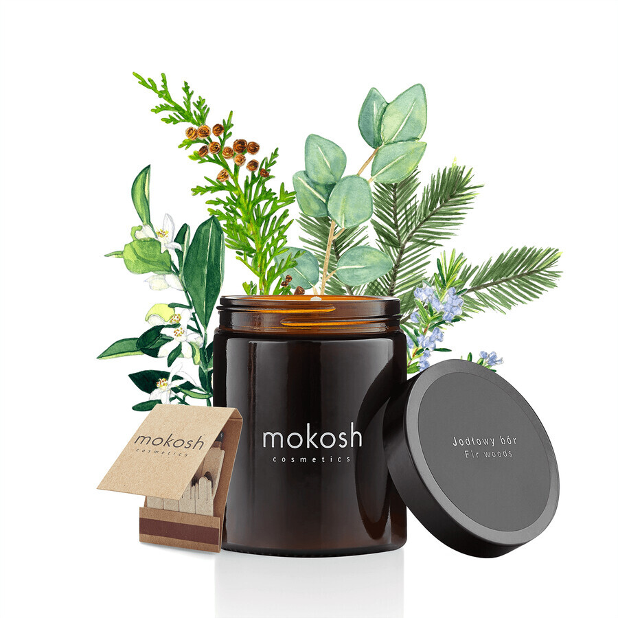 Mokosh, vegetable soy candle, fir wood, 140 g