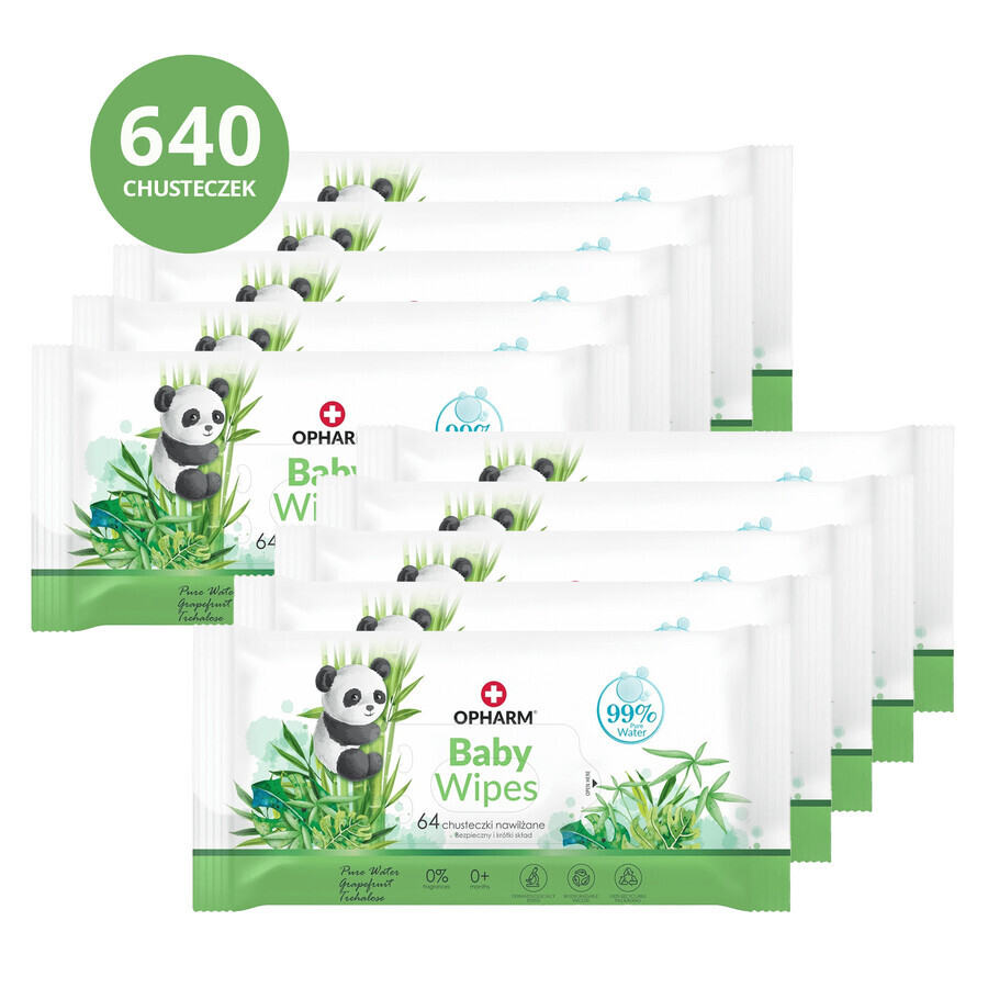 Opharm Baby Wipes set, lingettes humides, 10 x 64 pièces