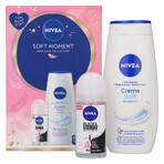 Nivea Soft Moment set, douchegel, Crème Soft, 250 ml + Black &amp; White Invisible, antitranspiratiestick, 48h, Clear, 50 ml