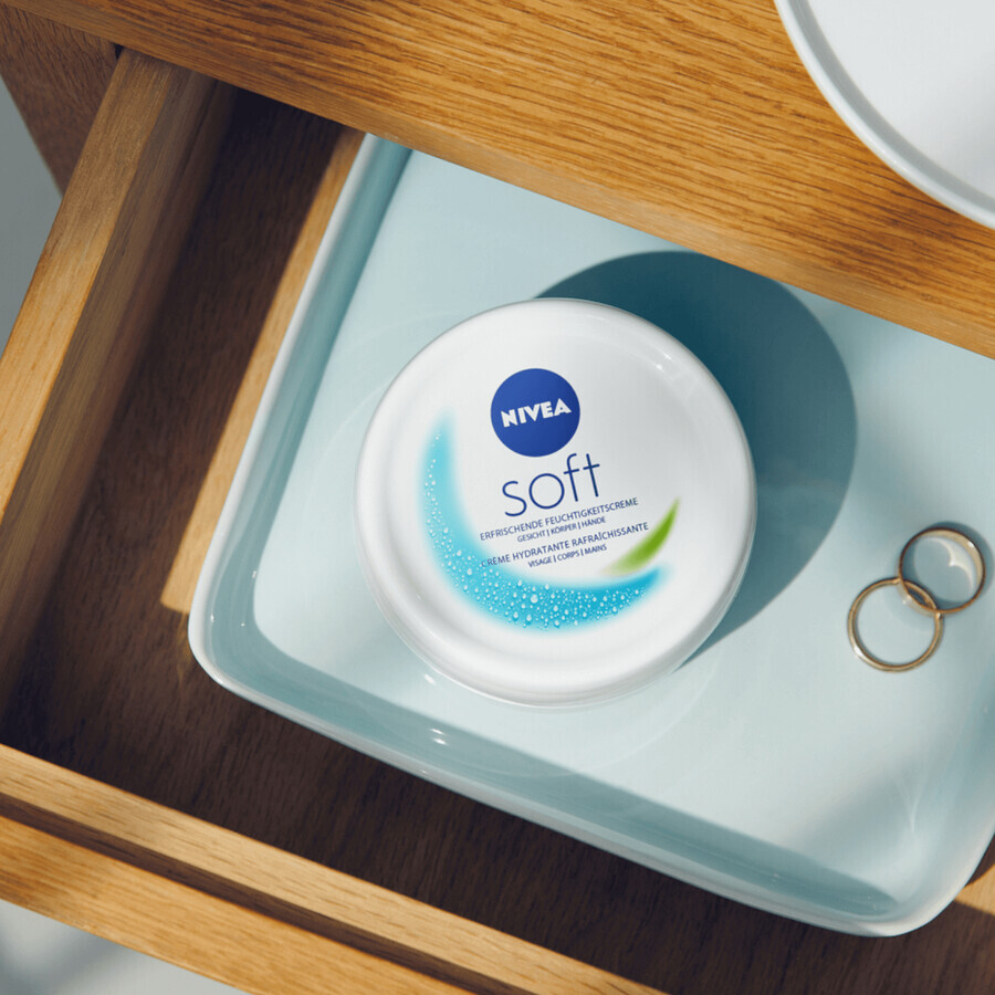 Set Nivea Feel Soft, crema idratante intensiva per viso, corpo e mani, 100 ml + Original Care, roll-on antitraspirante, 48h, 50 ml + Creme Soft, gel doccia, 250 ml 