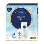 Set Nivea Feel Soft, crema idratante intensiva per viso, corpo e mani, 100 ml + Original Care, roll-on antitraspirante, 48h, 50 ml + Creme Soft, gel doccia, 250 ml 