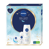 Nivea Feel Soft set, Intensieve vochtinbrengende crème voor gezicht, lichaam en handen, 100 ml + Original Care, antitranspiratie-rol, 48h, 50 ml + Creme Soft, douchegel, 250 ml 