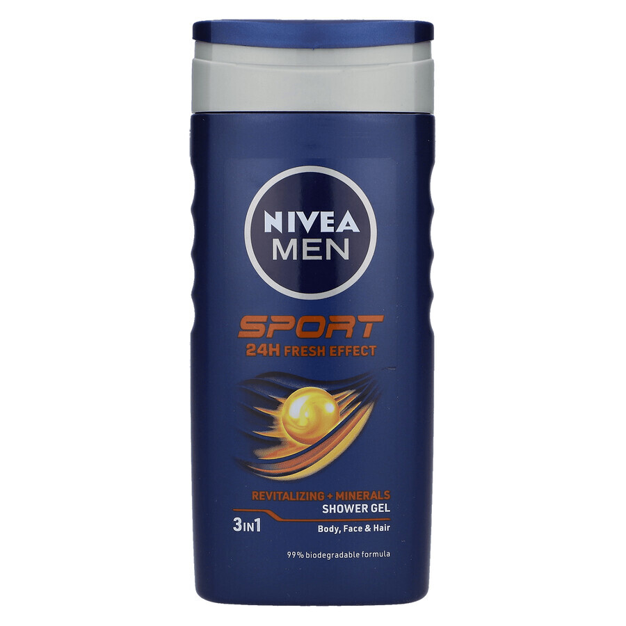 Set Nivea Men Sport Beat, antiperspirant roll-on, 48h, Ultimate Impact, 50 ml + gel de duș 3 în 1 pentru față, corp și păr, 250 ml