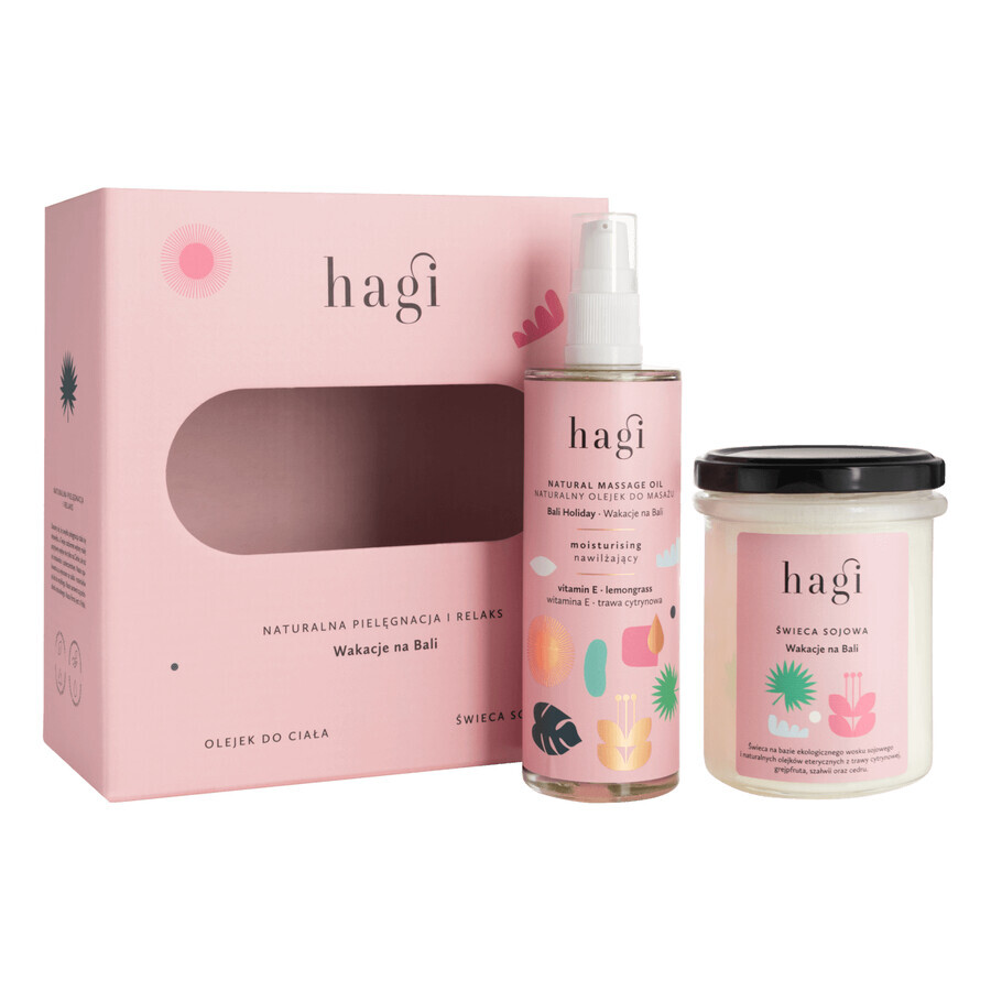 Hagi Holidays in Bali set, body oil, 100 ml + soy candle, 215 ml