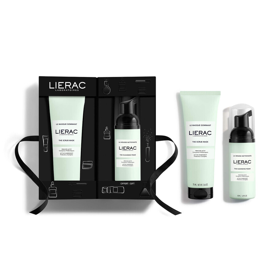 Lierac set, peeling mask, 75 ml + cleansing foam, 50 ml, gift