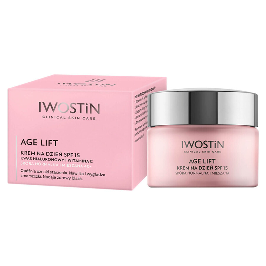 Kit Iwostin Age Lift, crème de jour, peau normale et mixte, SPF 15, 50 ml + crème pour les yeux, jour et nuit, 15 ml