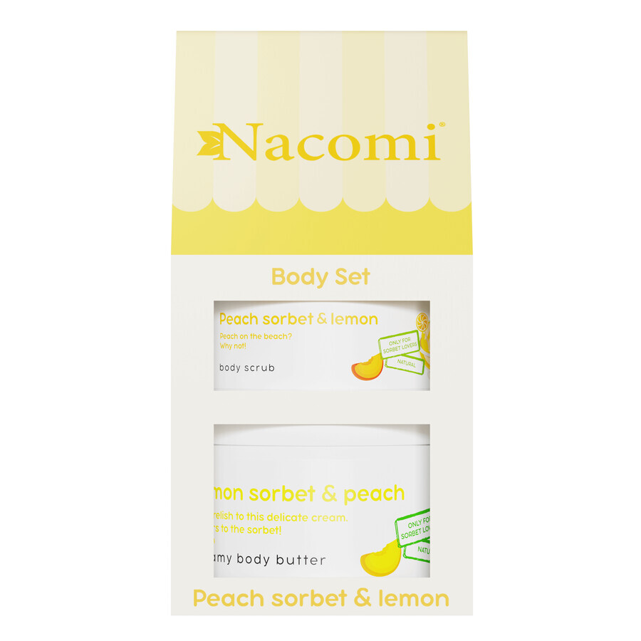 Set Nacomi Peach Sorbet &amp; Lemon, creamy body butter, 100 ml + exfoliating body foam, 200 ml