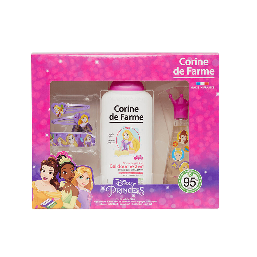 Corine De Farme Disney Princess set, eau de toilette, 30 ml + gel douche, 300 ml + pinces à cheveux, 2 pièces + bracelet, 1 pièce