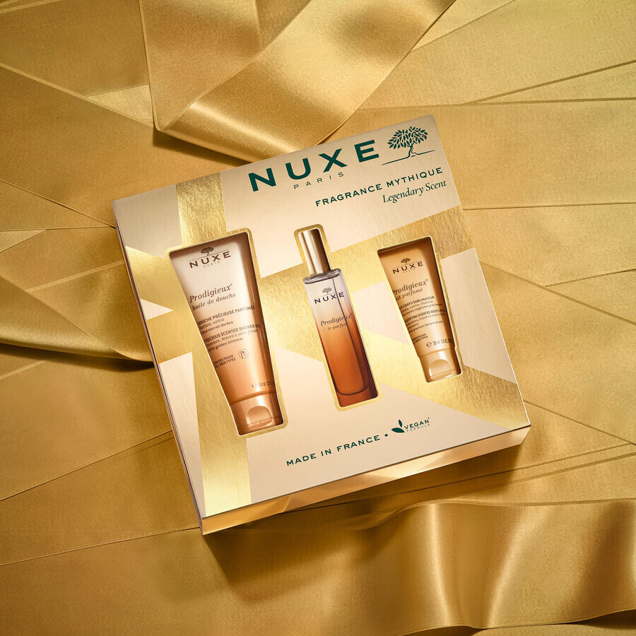 Set Nuxe Prodigieux, perfume, 30 ml + aceite de ducha, 100 ml + leche corporal perfumada, 30 ml