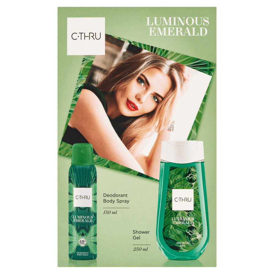 C-THRU Luminous Emerald set, spray déodorant, 150 ml + gel douche, 250 ml