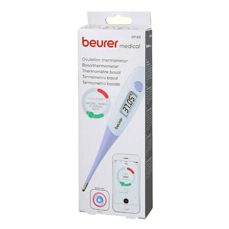 Beurer OT 20, Thermomètre d'ovulation, électronique, avec embout flexible, 1 pc