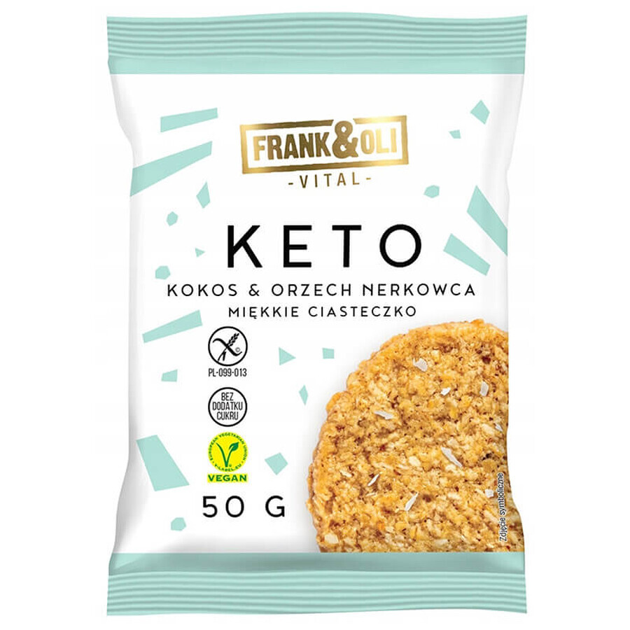 Frank&amp;Oli Keto, soft cookie, coconut + cashews, 50 g