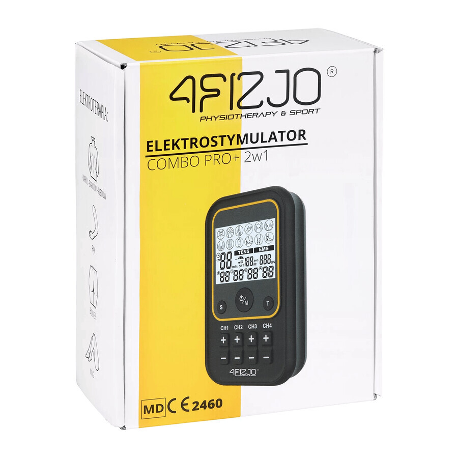 4Fizjo Pro+, 2 in 1 electrostimulator, TENS, EMS, rechargeable