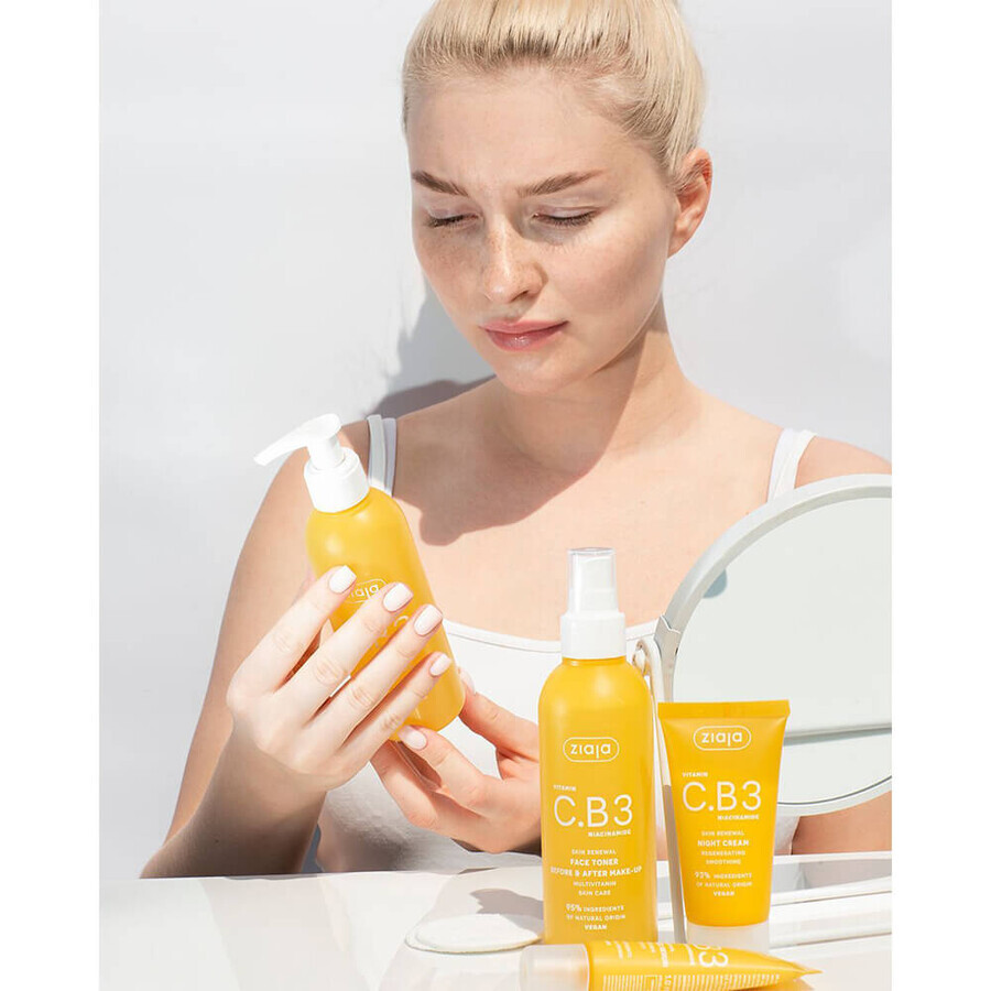 Ziaja Vitamin C.B3 Niacinamide set, crème de réveil, 50 ml + lait corporel, 200 ml + tonique, 190 ml + gel nettoyant, 190 ml