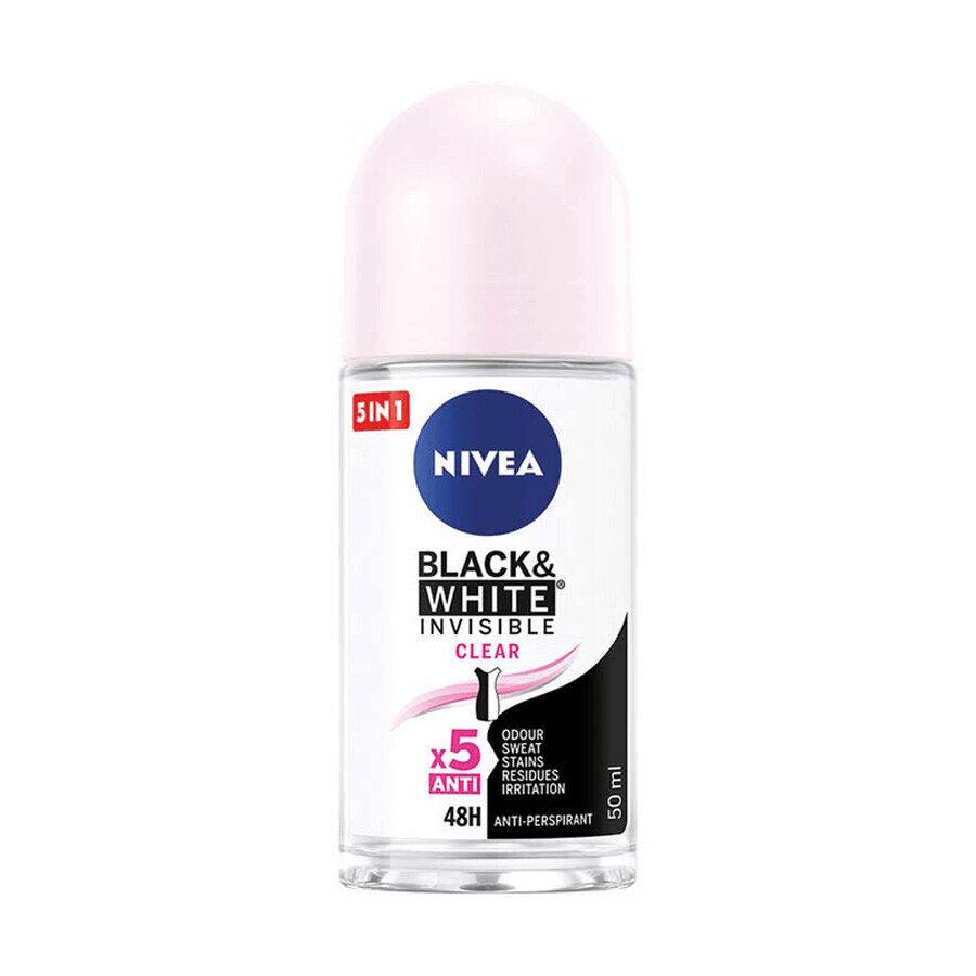 Black & White Invisible Clear Deoroller, 50 ml, Nivea